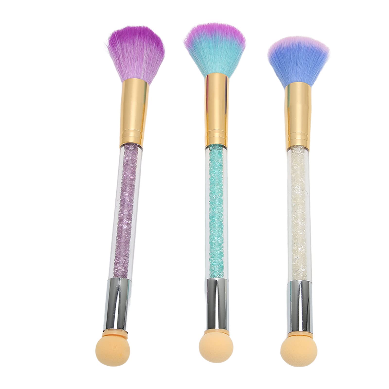 Dual-End Makeup Brush with Aluminum Alloy Handle - For Powder & Blending