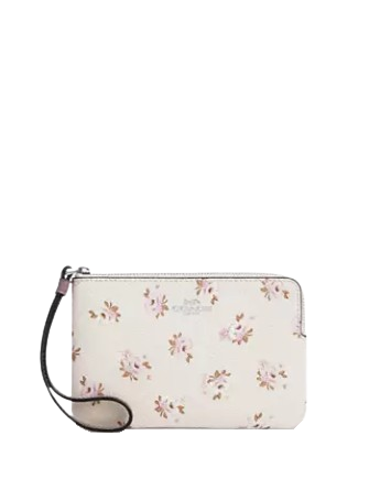 Coach Corner Zip Wristlet with Floral Print - Stylish Crossbody Wallet for Women | Perfect for Everyday Use, Travel & Shopping