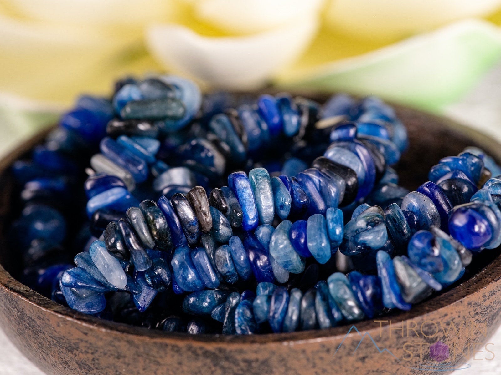Blue Kyanite Crystal Necklace - Natural Chip Beads Long Beaded Necklace, Handmade Healing Jewelry for Women, Spiritual Gift for Meditation & Energy Balancing | E1695