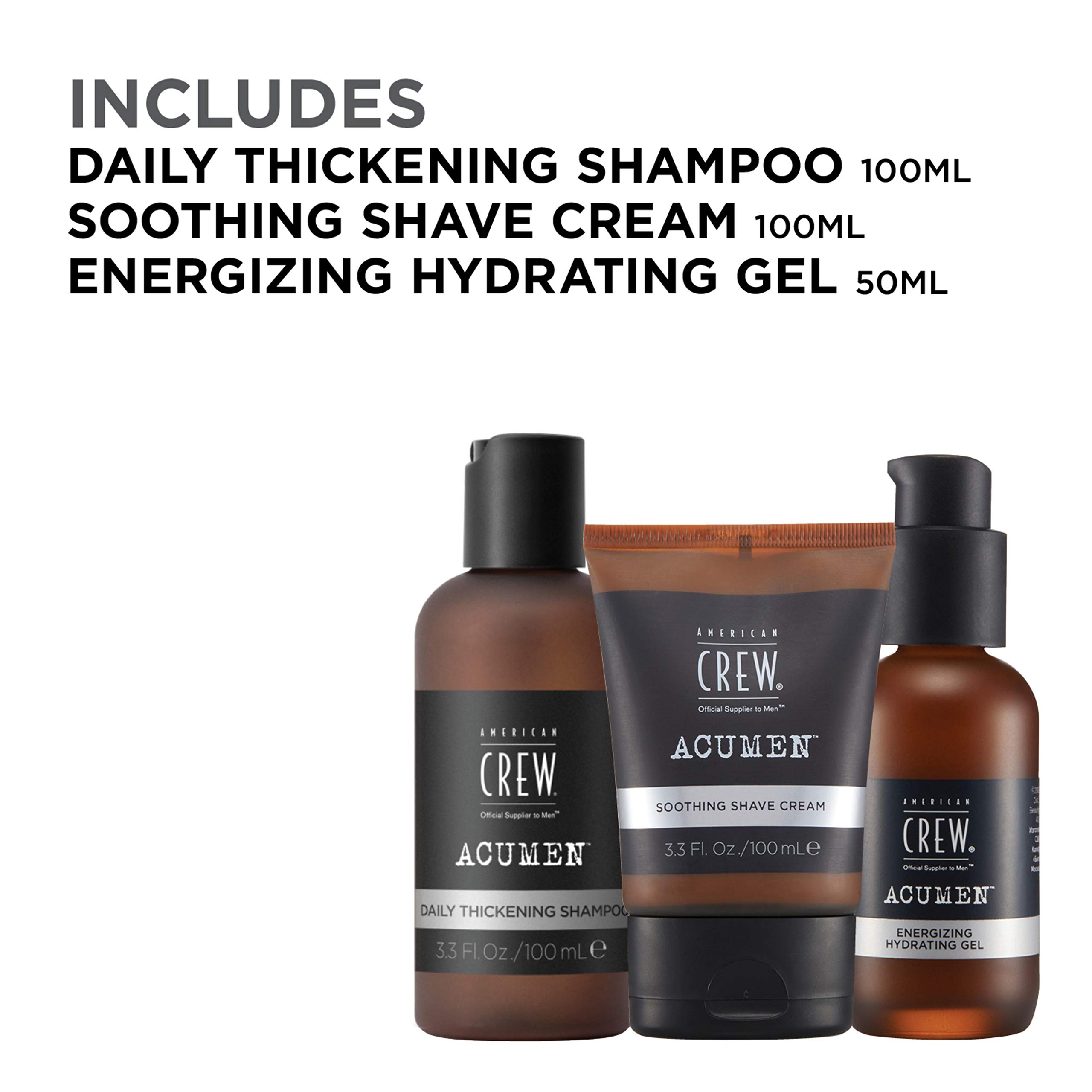 American Crew Men's Moisturizing Hair Gel & Travel Kit with Shampoo & Shave Cream | Grooming Essentials for Styling & Hydration | Perfect for Business Trips, Gym & Vacation
