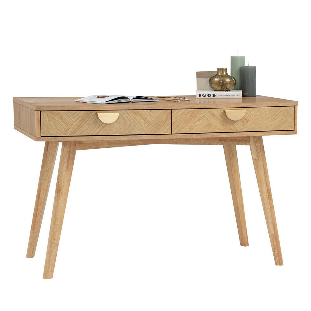 LOFTUS 120cm Oak Study Desk - Modern Writing Desk for Home Office, Dorm Room & Small Spaces - Sturdy Wooden Desk for Studying, Working & Remote Learning