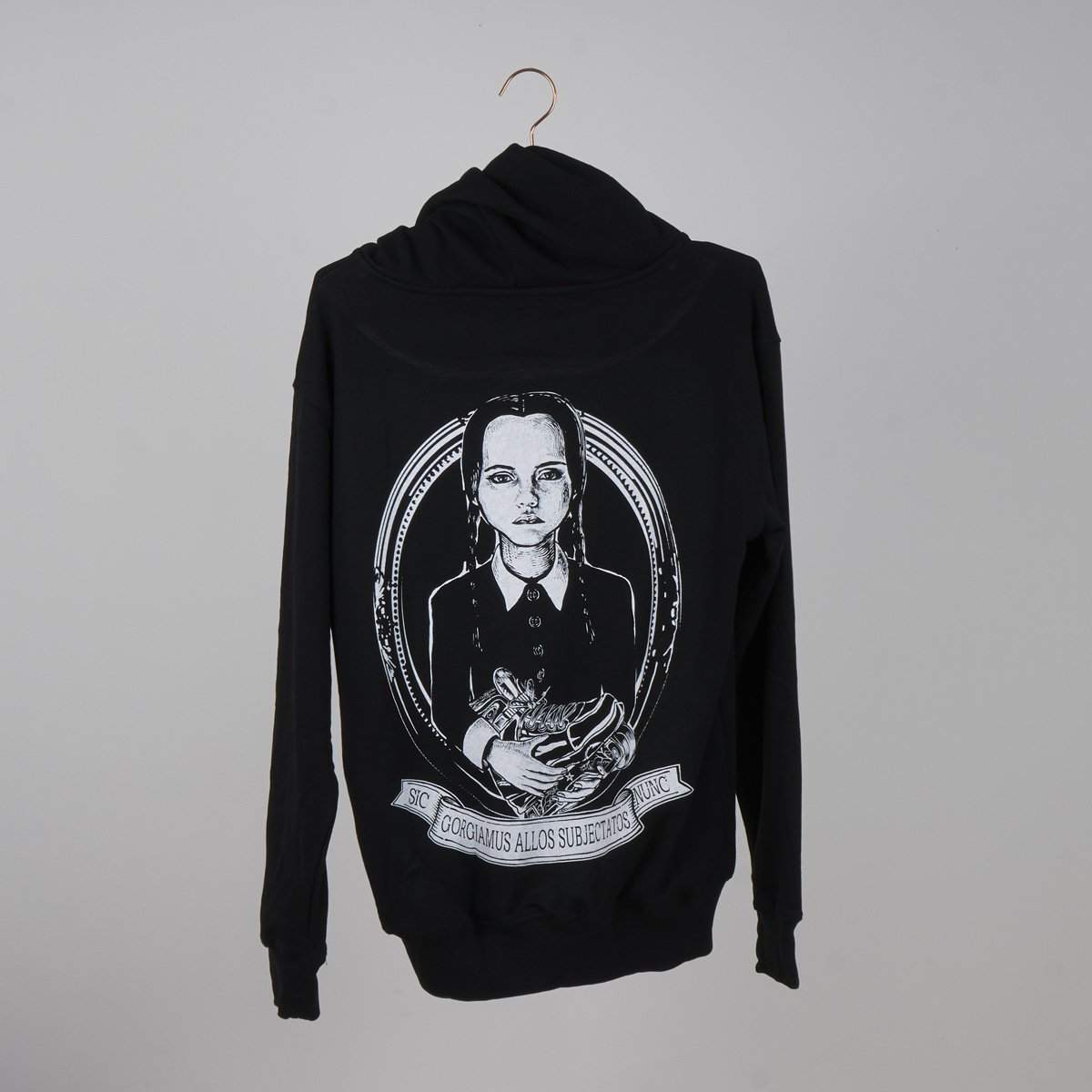 Wednesday Addams Black Zip-Up Hoodie - Gothic Streetwear for Casual & Halloween Costumes | Blade Club