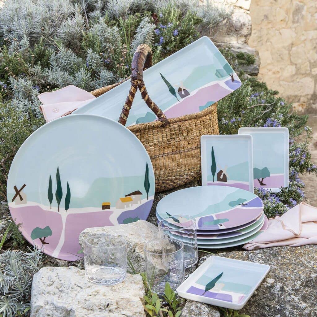 Luxury French Porcelain Dinner Plate Set for 6 - Modern Round Ceramic Dishware 23cm, Microwave & Dishwasher Safe, Made in France - Perfect for Fine Dining, Dinner Parties & Holiday Entertaining