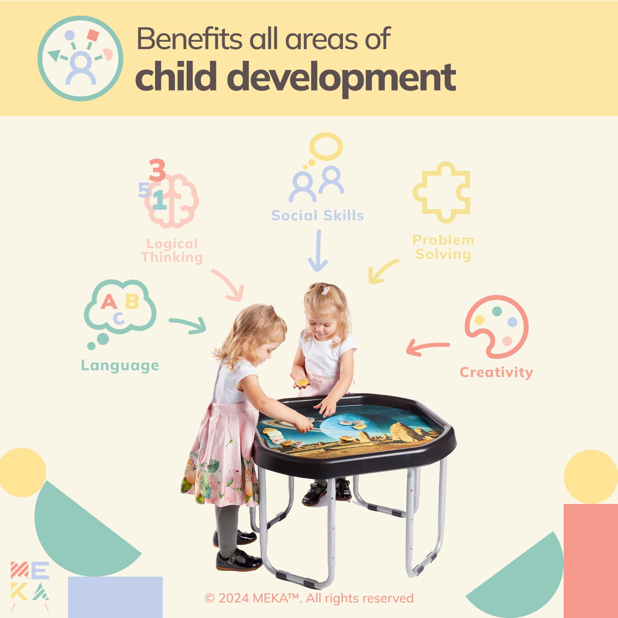 Premium Small Tuff Tray Set with Stand - Sensory Play Tray for Toddlers, Sand & Water Table for Outdoor Learning & Creative Play - Perfect for Backyard, Preschool & Daycare Sensory Activities
