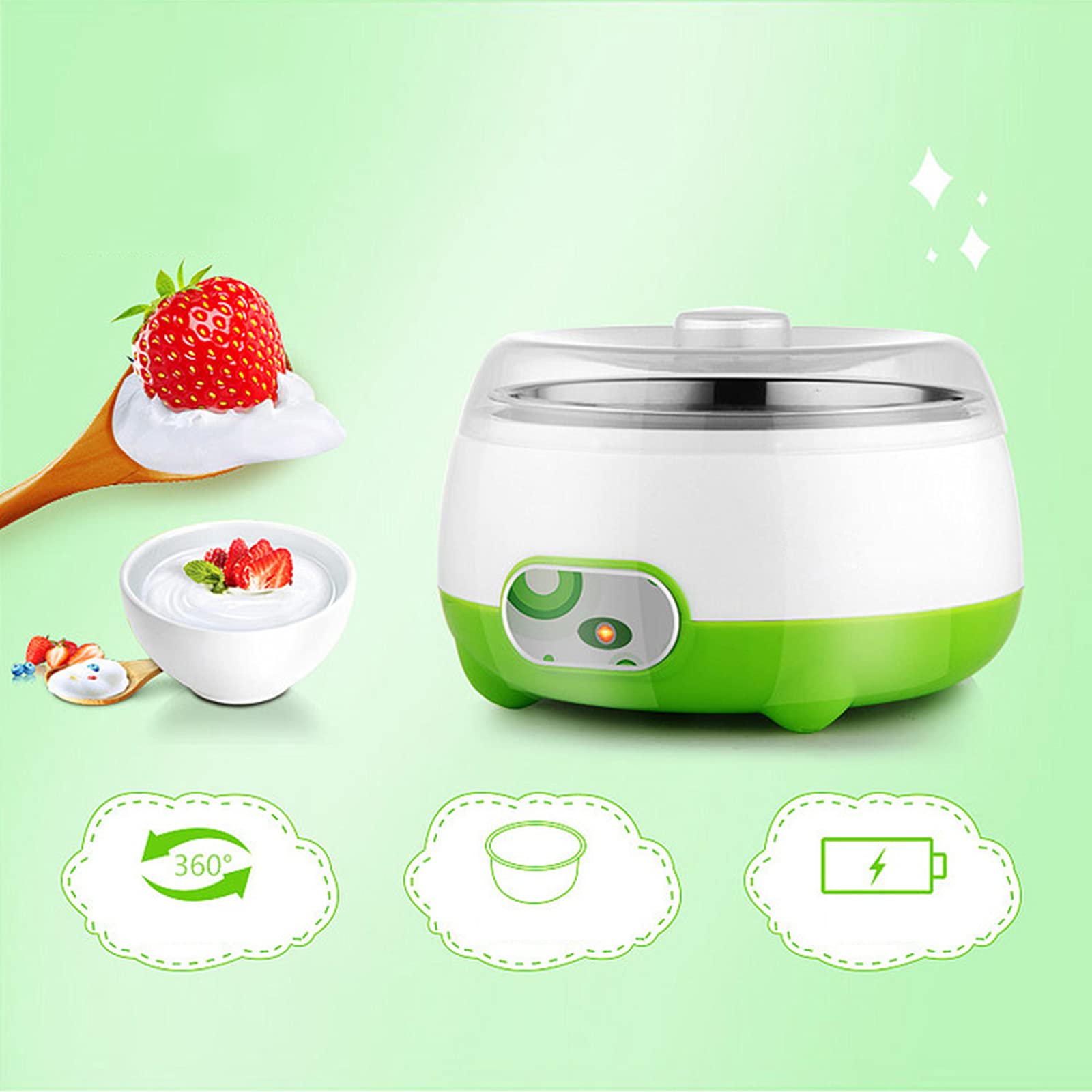 Automatic Yogurt Maker Machine for Homemade Greek Yogurt - Compact Stainless Steel Container with Constant Temperature Control - Perfect for Healthy Breakfast, Snacks & Meal Prep