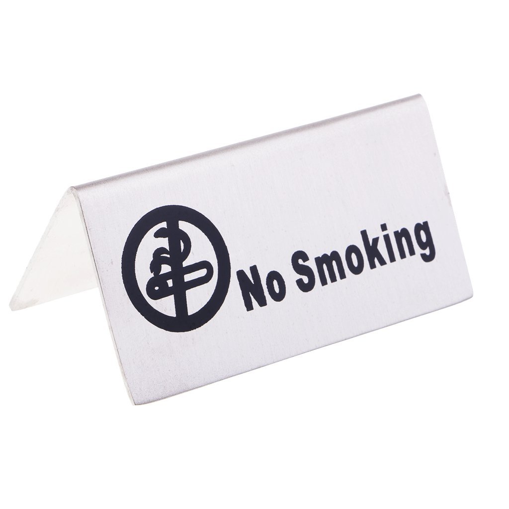 2 Pack Stainless Steel No Smoking Sign - Double Sided Tabletop Sign for Restaurants, Hotels, Offices - Perfect for Indoor & Outdoor Use in Public Spaces