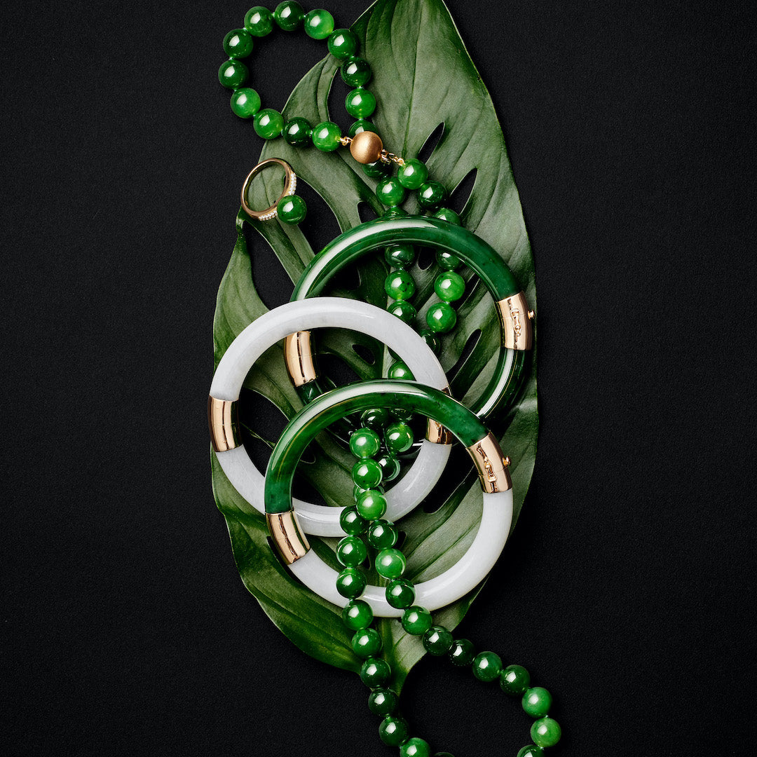 Elegant White Jade Pacific Bangle Bracelet - Handcrafted Jewelry for Women, Perfect for Weddings, Parties & Special Occasions