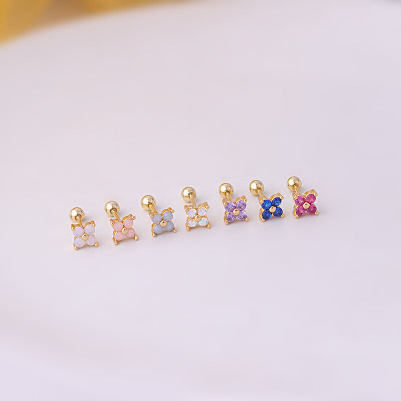 20G Cartilage Tiny Stud Earrings - Dainty Flower & Opal Stud Earrings for Women | Hypoallergenic Piercing Jewelry | Perfect for Everyday Wear, Gifts & Special Occasions