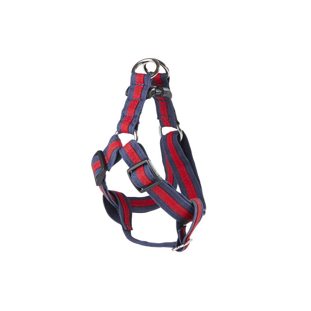 Small Dog Harness with Red Stripe on Navy Blue - Adjustable Pet Vest for Walking & Training - Perfect for Small Dogs, Puppies & Outdoor Adventures
