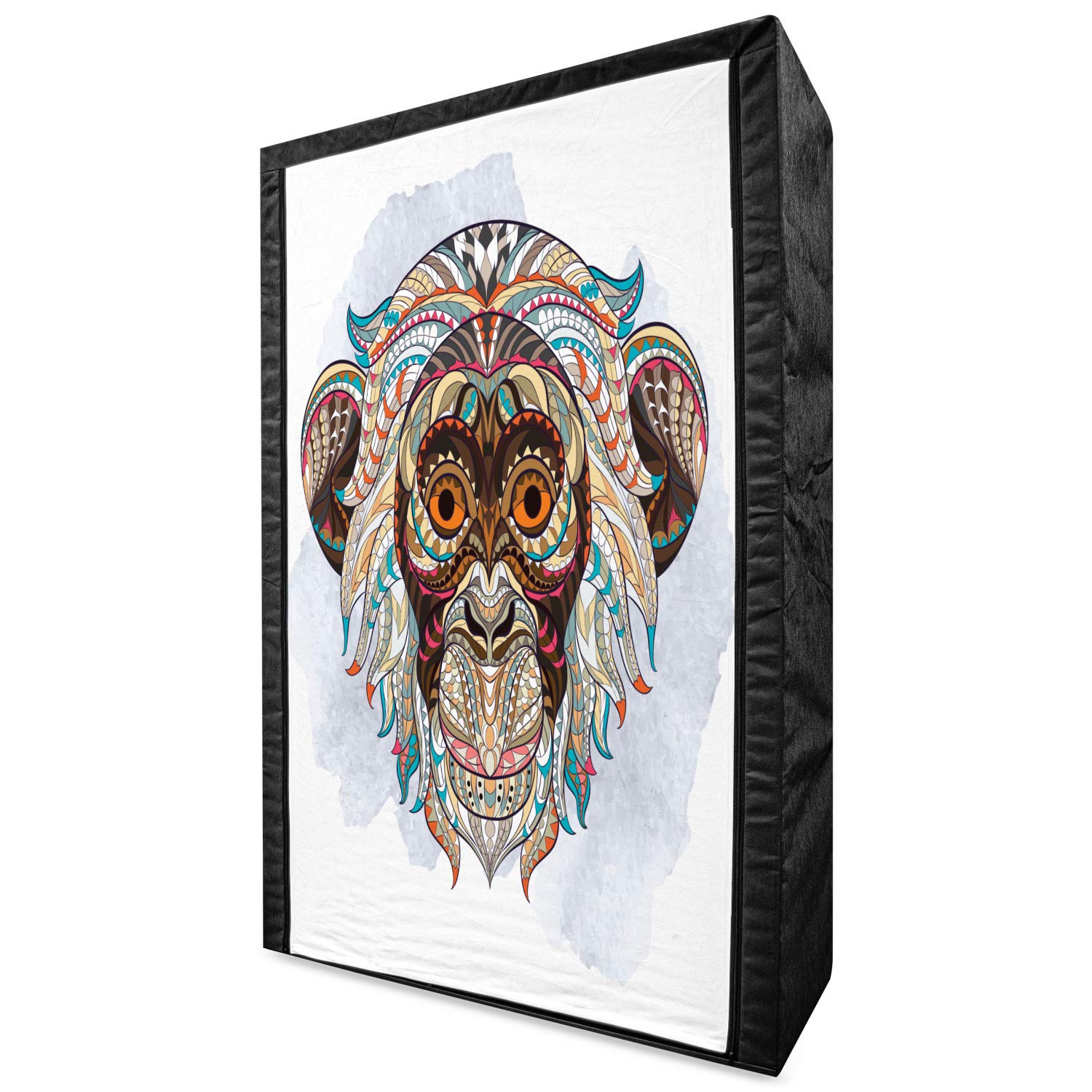 Ambesonne Grunge Portable Fabric Wardrobe with Monkey Totem Pattern - 42.5