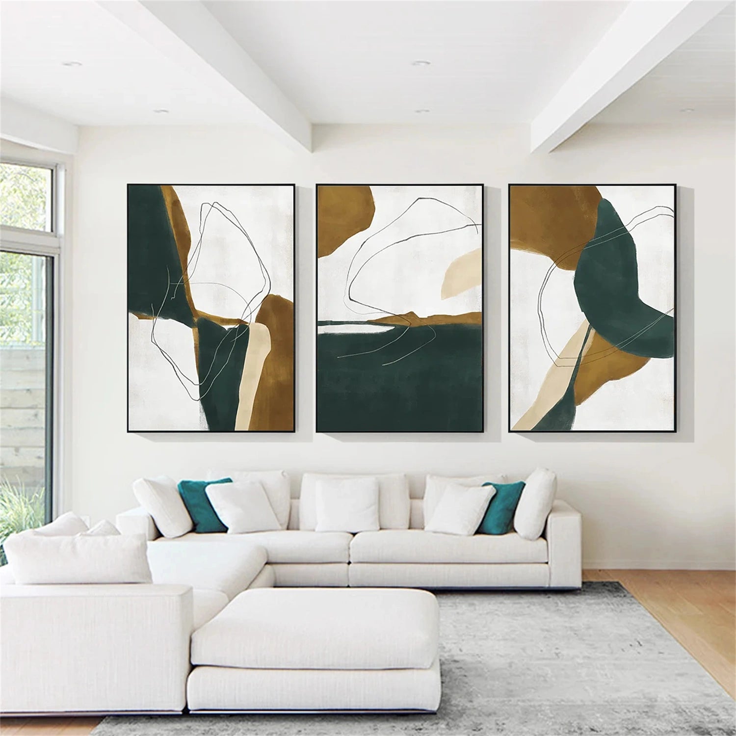 Abstract Tranquility Wall Art Set of 3 - Modern Minimalist Canvas Prints for Living Room, Bedroom & Office Decor - #WS290