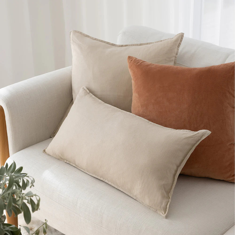 Bambury Pebble Linen Long Rectangle Cushion Cover 30 x 60cm - Soft Decorative Throw Pillow for Sofa, Bed, or Outdoor Patio Furniture