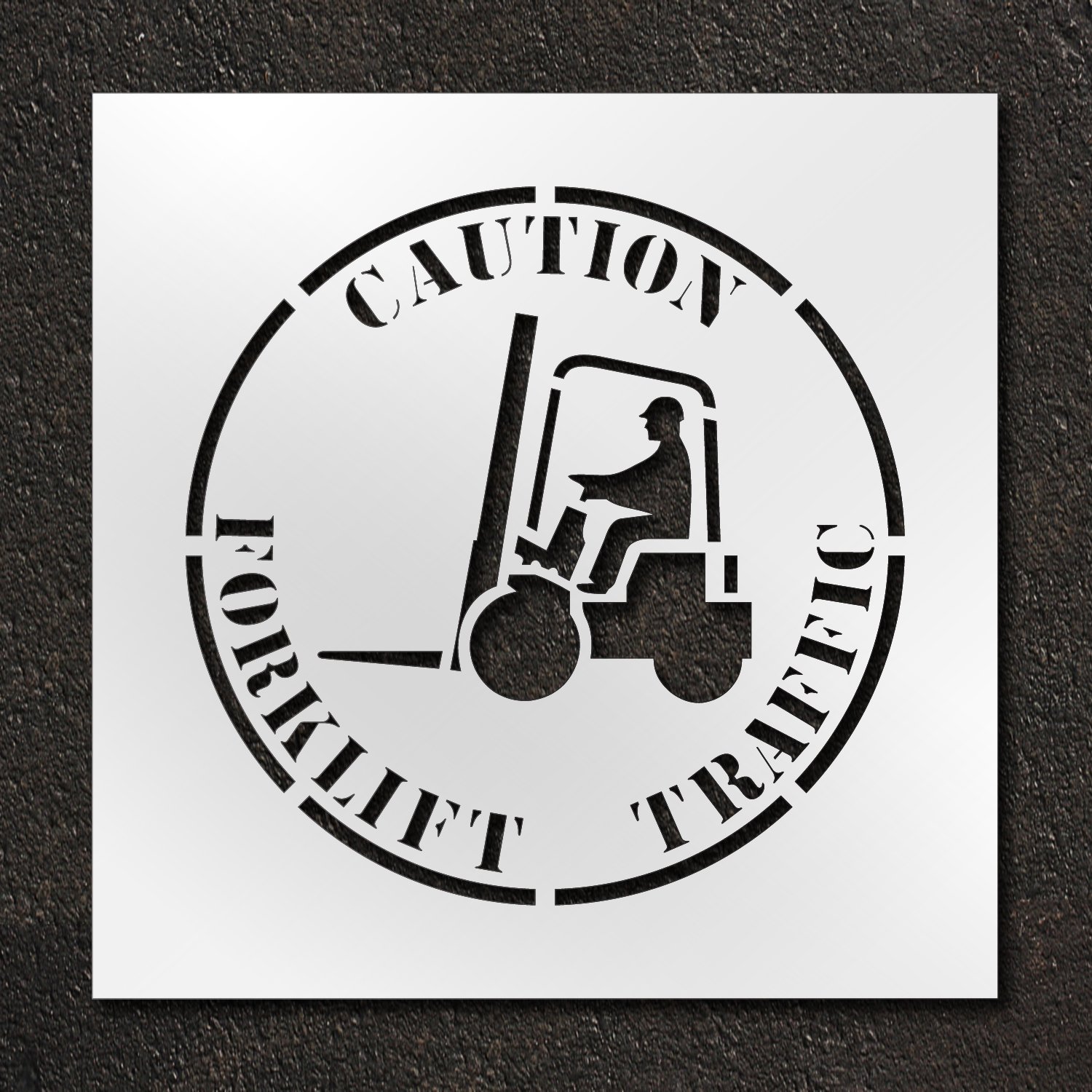 RAE Stencil - Caution Forklift Traffic Sign, 24 Inch Clear Safety Label for Warehouse & Industrial Areas - STL-116-12415-A