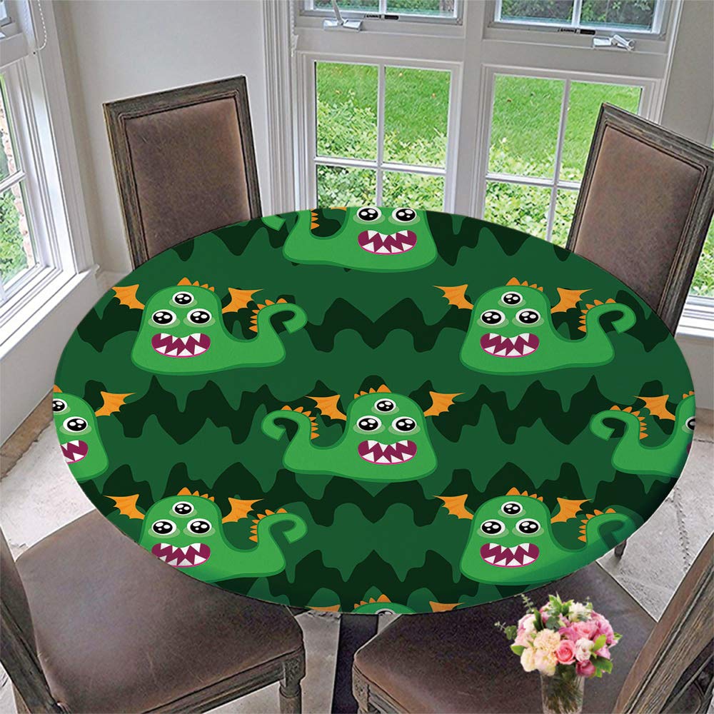 Elastic Edged Round Tablecloth - Washable Polyester Table Cover for 55