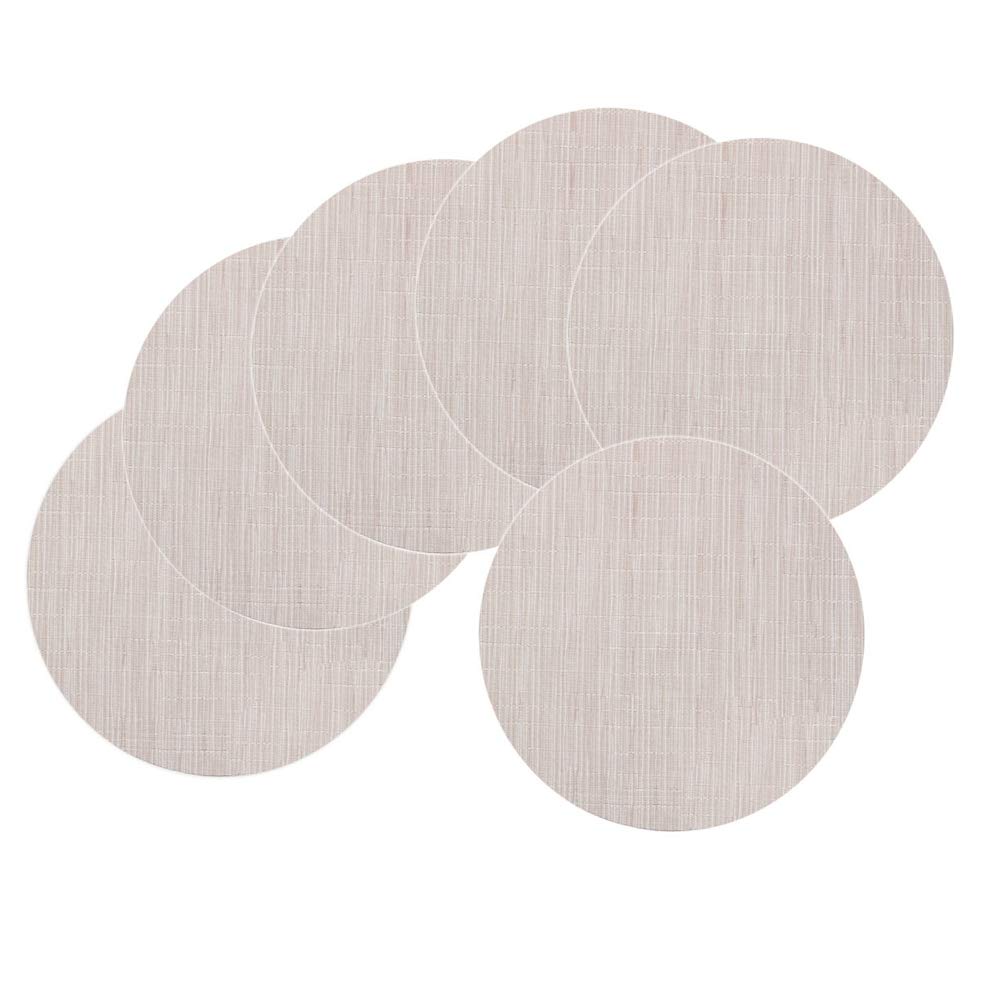Round Woven Placemats Set of 6 - 13.8 Inch Washable Non-Slip Table Mats for Dining, Christmas Decor, Wedding & Party - Off White Home Decor Accessories