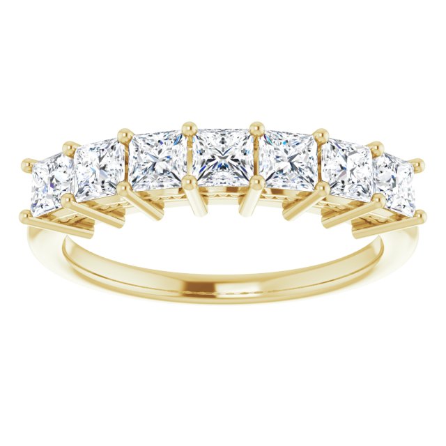 1.26 Carat Princess Cut Diamond Wedding Band - 7 Stone Anniversary Ring for Women, Elegant Bridal Jewelry, Perfect for Engagement, Proposal & Special Occasions