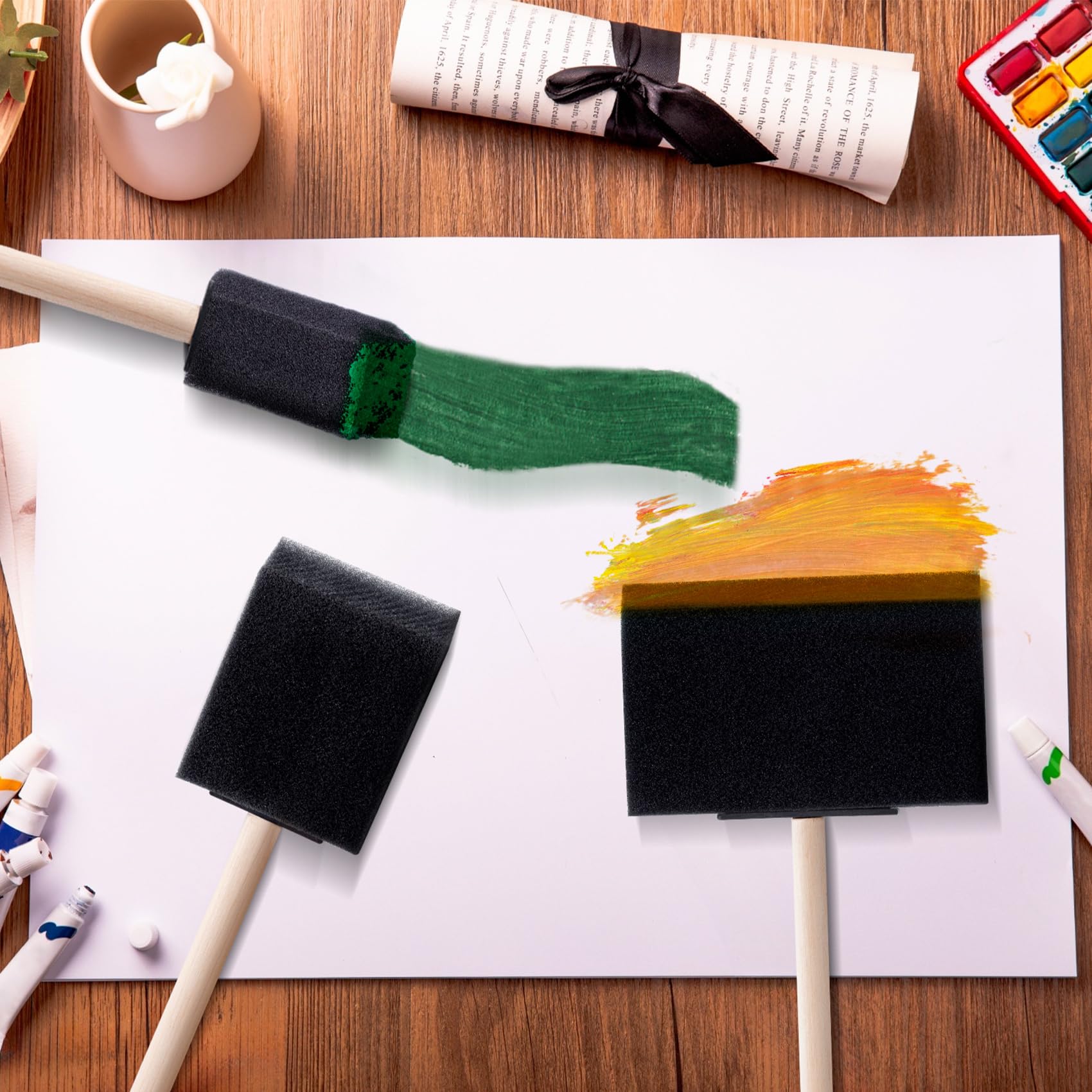 4 Pack Foam Paint Brushes Set - 1