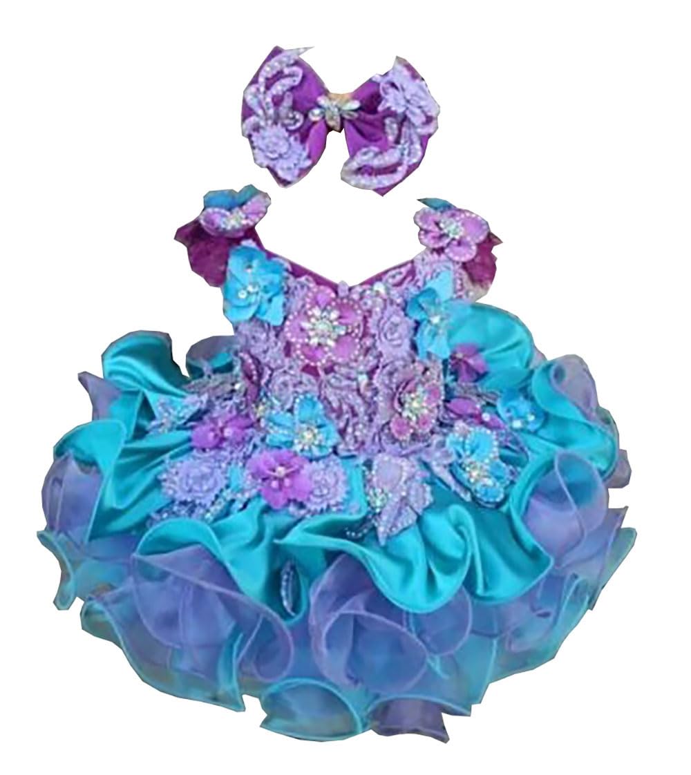 Handmade Beaded Pageant Dress for Toddlers - Elegant Princess Gown for Pageants, Parties & Special Occasions