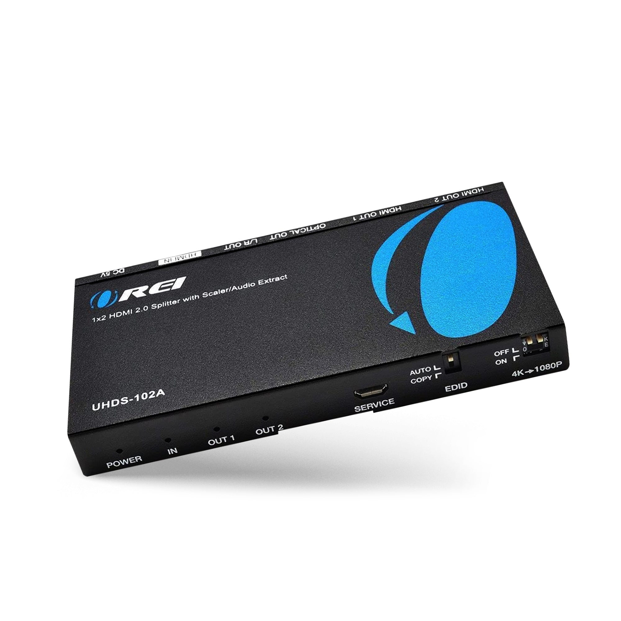 1x2 HDMI Splitter 4K Ultra HD - 1 Input 2 Output with EDID, Downscaling & Audio Extraction (UHDS 102A) for Home Theater & Multi-Screen Setup