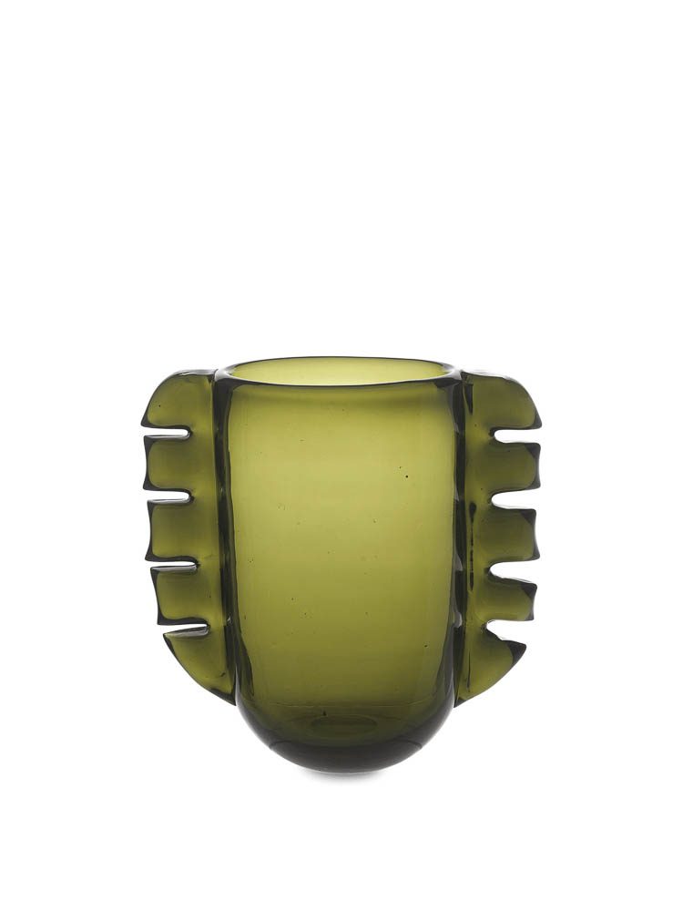 FERM LIVING Alas Vase - 10 Inch Tall Moss Green Ceramic Home Decor for Living Room, Bedroom & Office | Modern Scandinavian Style Flower Vase for Fresh or Dried Arrangements