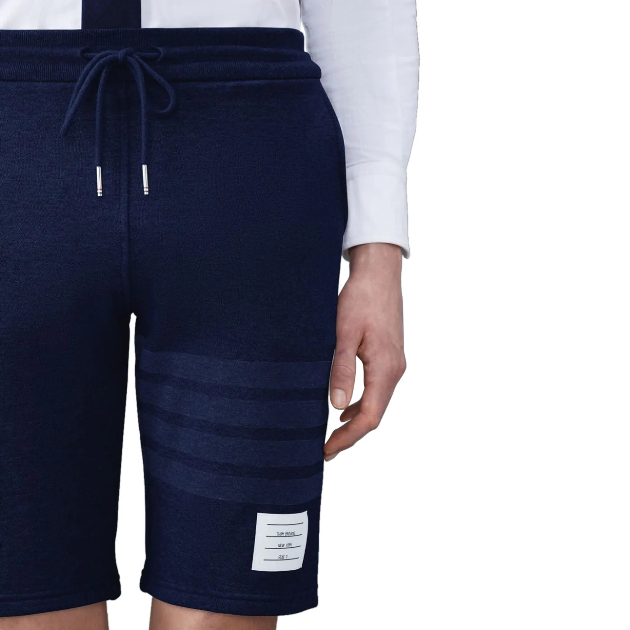 Thom Browne Classic Loopback 4-Bar Blue Sweat Shorts for Men | Premium Cotton Casual Lounge Shorts | Perfect for Gym, Home & Summer Outfits