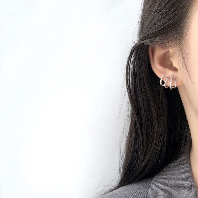 Zircon Needle Claw Ear Cuff for Women - Minimalist Dainty Tiny Ear Wrap Piercing Studs - Trendy Luxury Jewelry for Parties, Weddings & Everyday Wear