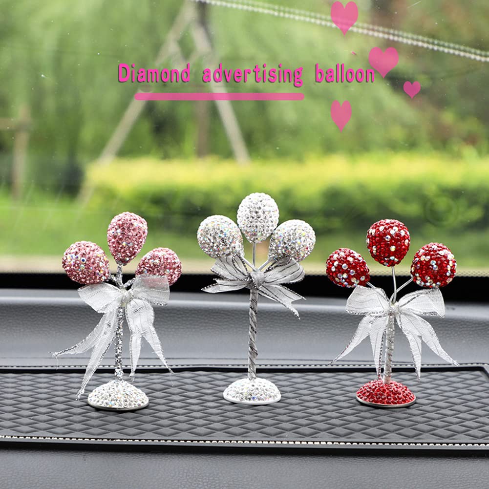 Bling Bling Car Dashboard Diamonds Decor - Creative Balloon Style Interior Accessories for Cars & Desks (White) | Perfect for Car Showrooms, Office Decor & Gift Giving