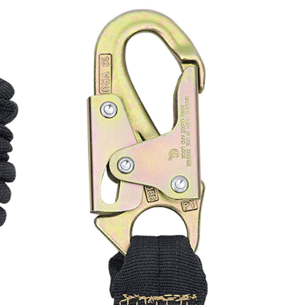Peakworks 6ft Flame Resistant Welder's Safety Lanyard with Shock Absorber & Snap Hooks - Kevlar Reinforced Fall Protection for Construction, Roofing & Industrial Work (Black, Model V8109506)