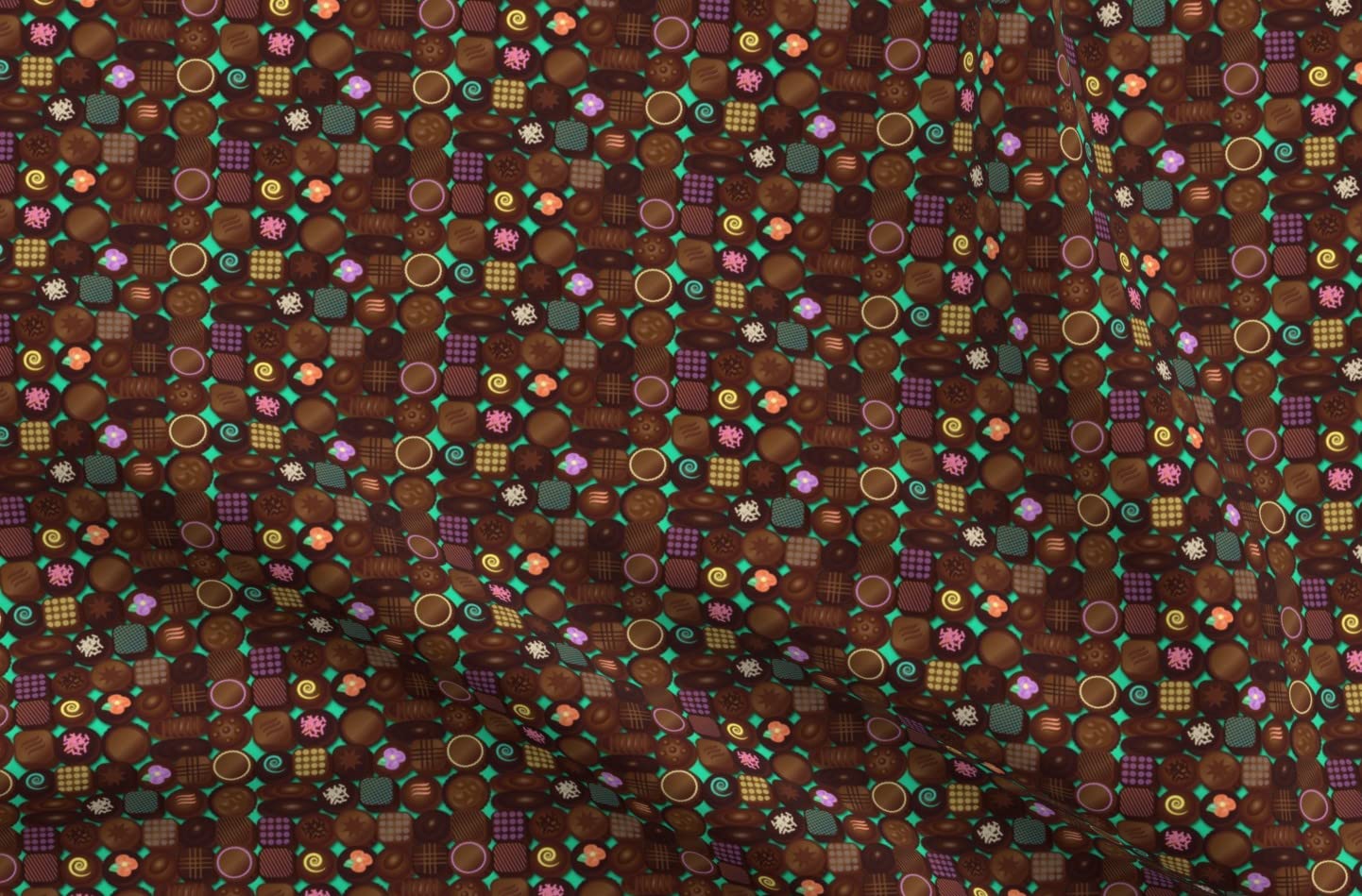 Premium Spoonflower Fabric - Chocolate Candy Box Print on Soft Minky Fabric (Fat Quarter) for Sewing Baby Blankets, Quilt Backing & Plush Projects - Perfect for Nursery Decor, DIY Gifts & Cozy Home Crafts