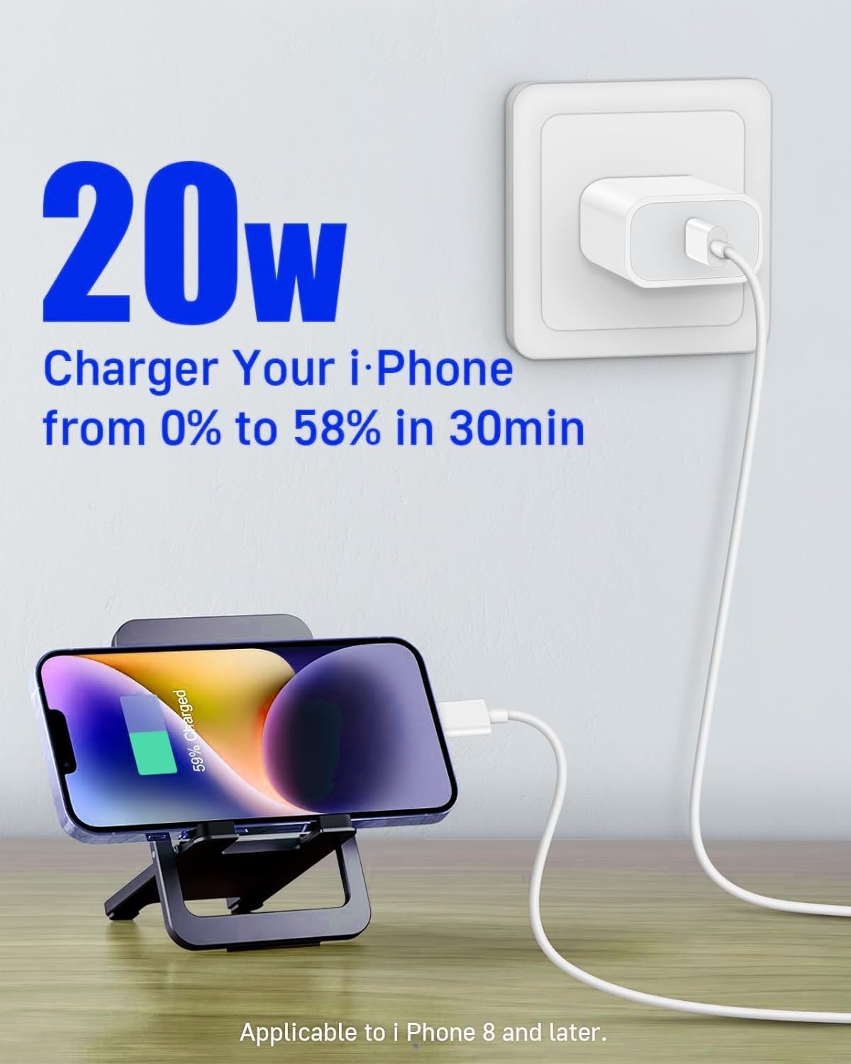20W USB C Fast Charger Block 3-Pack with 6FT USB-C to Lightning Cables - PD Type C Wall Charger Adapter Compatible with iPhone 14/13/12/11/XS/XR/X/8, iPad & AirPods - Perfect for Home, Office & Travel Charging