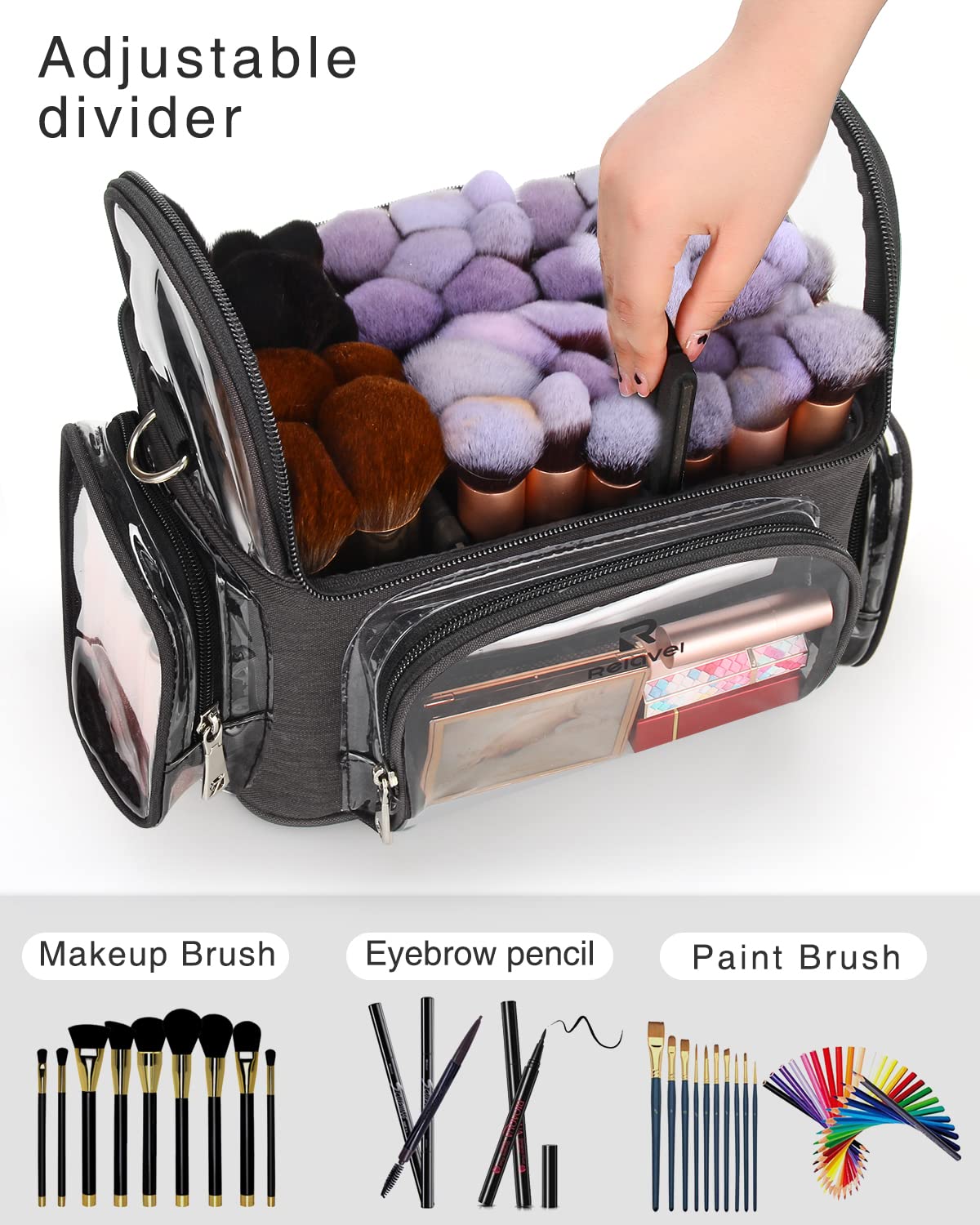 Relavel Professional Makeup Bag & Cosmetic Backpack - Waterproof Travel Makeup Organizer with Adjustable Dividers & Shoulder Straps - Perfect for Makeup Artists, Salon Professionals & Travel Essentials