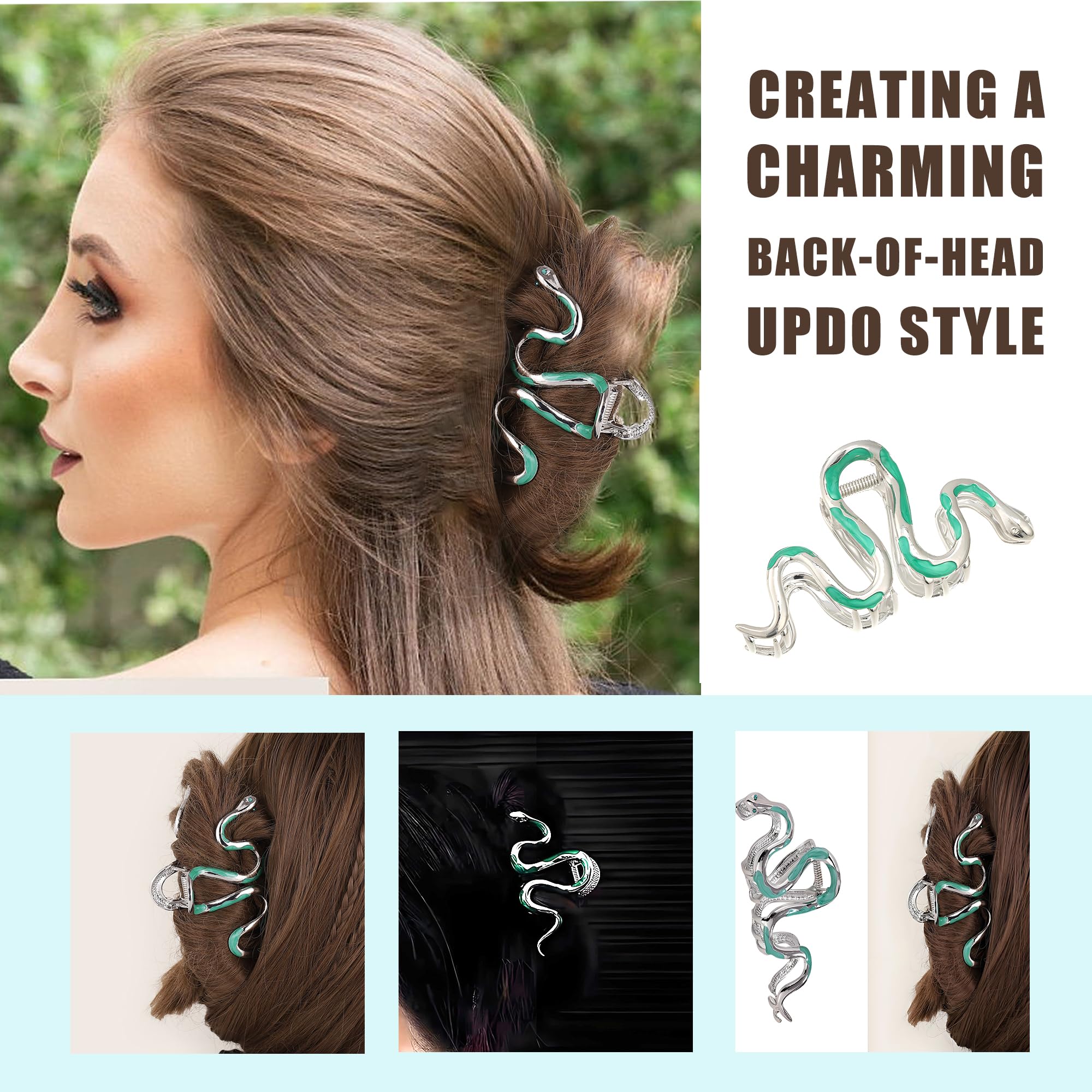 Slytherin Snake Hair Claw Clips - Non-Slip 4.3