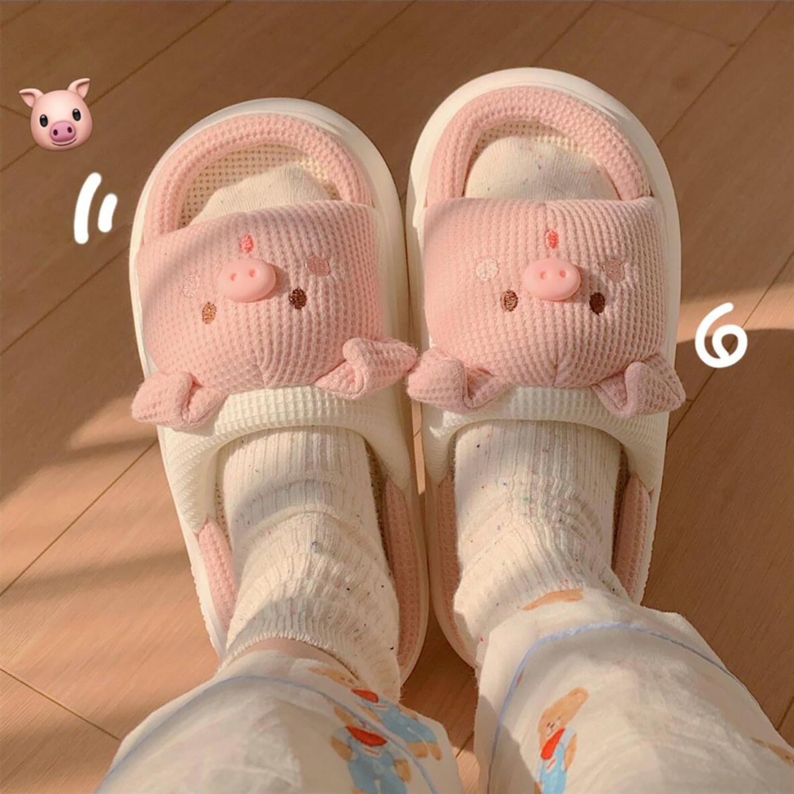 Gaolinci Pig Slippers for Women - Soft & Cozy Home Slippers with Non-Slip Sole - Perfect for Indoor Comfort, Lounge Wear & Gift Giving