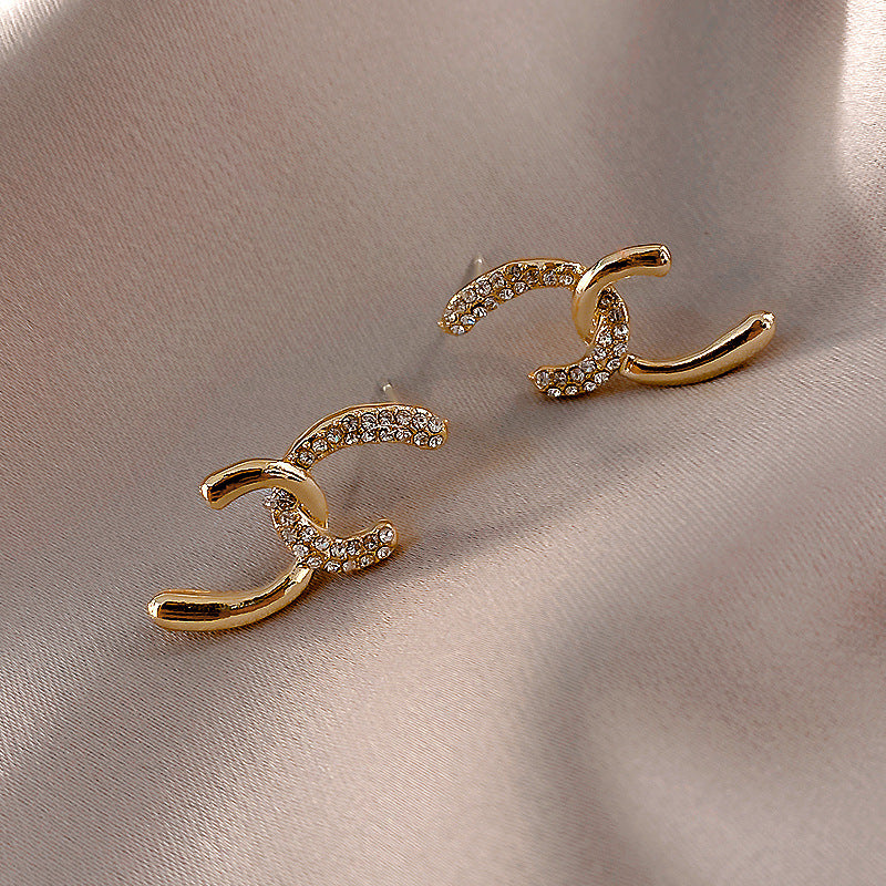 Duo Tone Gold Bar Stud Earrings for Women - 14K Gold Plated Minimalist Dangle Earrings | D5688 | Perfect for Everyday Wear, Office & Special Occasions