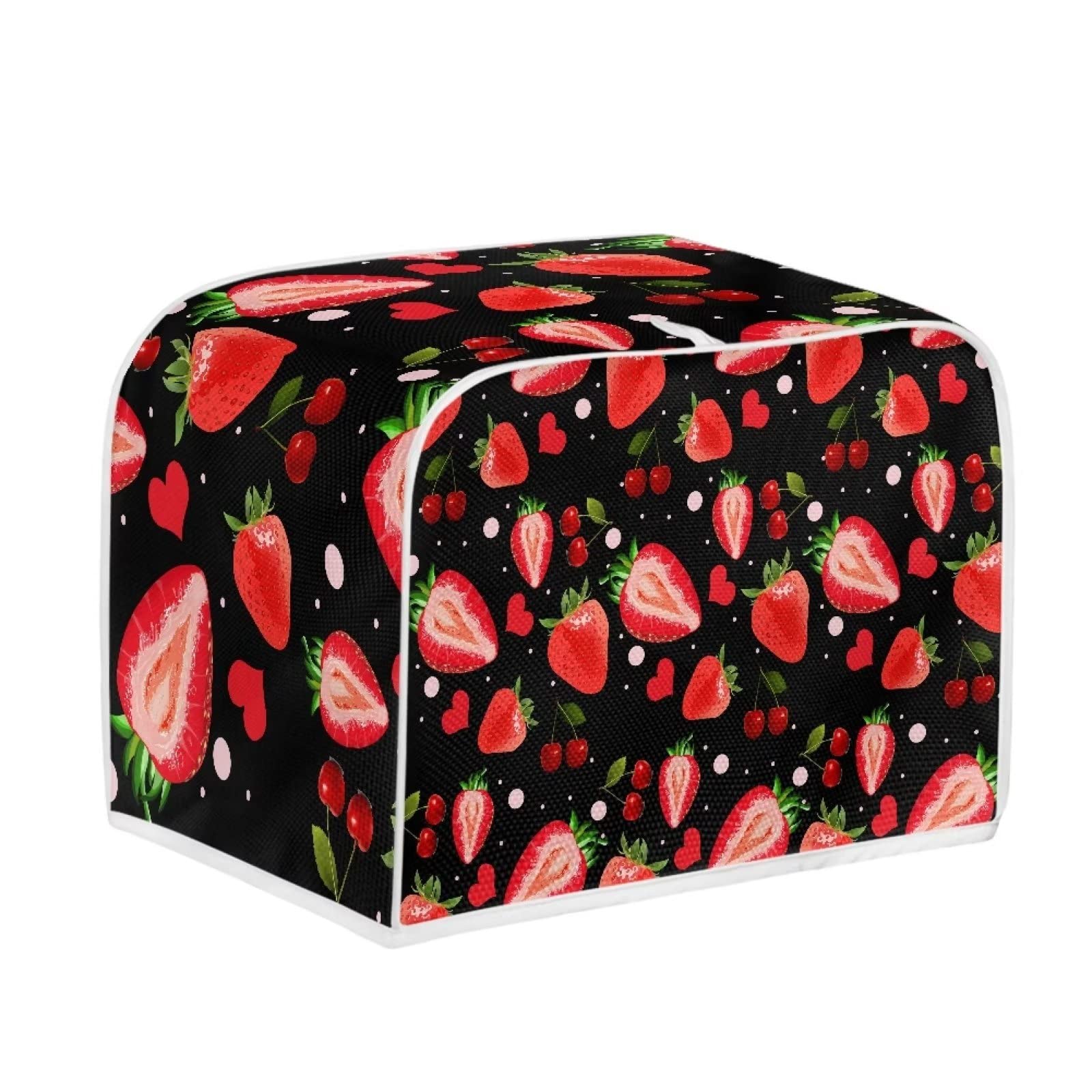 FOR U DESIGNS Strawberry Print Bread Machine & Toaster Oven Cover - Fashionable, Durable & Washable 2-Slice Toaster Cover for Small Kitchen Appliances - Perfect for Countertop Protection & Stylish Kitchen Decor