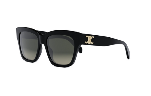 Celine TRIOMPHE CL40253I 01F Shiny Black/Gradient Brown Organic Cat Eye Women's Sunglasses - UV Protection Fashion Shades for Beach, Driving & Outdoor Activities