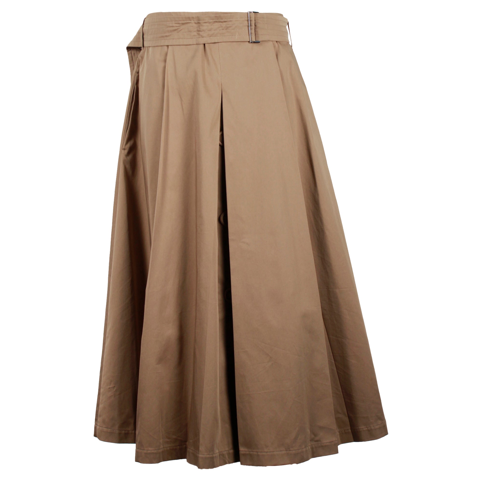 Max Mara Beige Cotton Pleated Midi Skirt for Women | Elegant Office & Party Wear | Perfect for Work, Weddings & Special Occasions