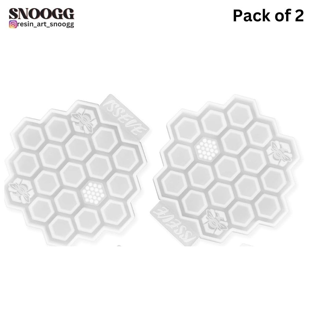 SNOOGG 2-Piece Honeycomb Coaster Mold for Silicone & Epoxy Resin Casting - DIY Craft Supplies for Home Decor, Wedding Favors, Gift Making - Perfect for Coasters, Trays, and Decorative Pieces