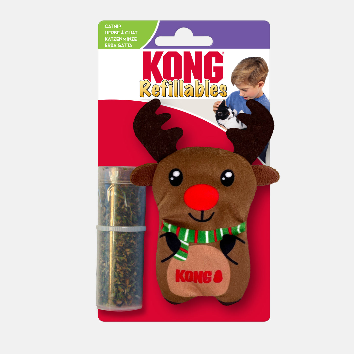 KONG Holiday Refillables Reindeer Dog Toy - Durable Chew Toy for Small & Medium Dogs - Perfect for Christmas Stocking Stuffers & Holiday Pet Gifts