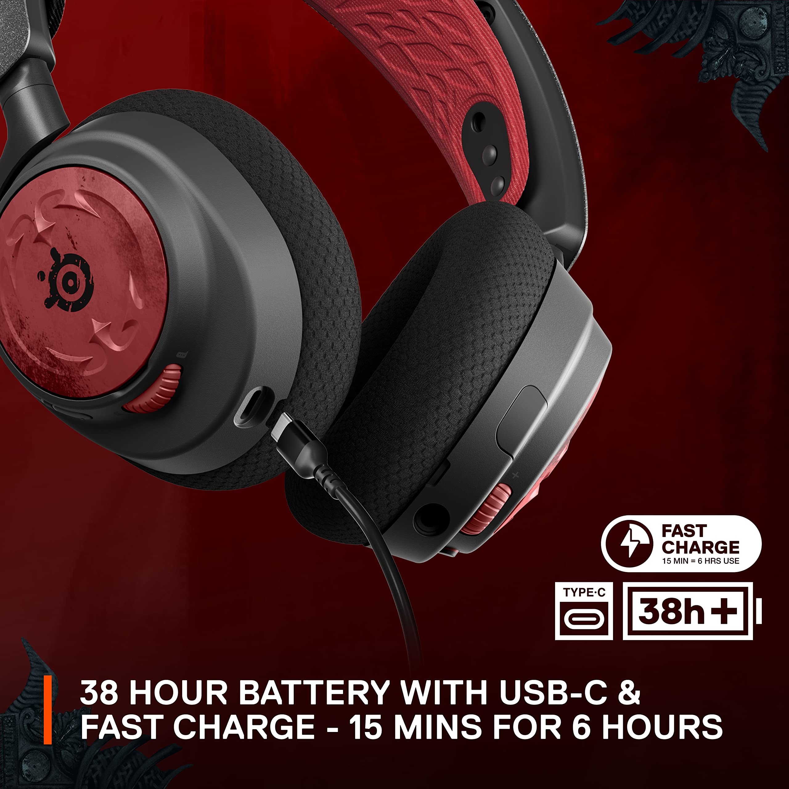 SteelSeries Arctis Nova 7 Wireless Gaming Headset - Multi-Platform (PC, PS5, Mac, Switch, Mobile) with Bluetooth & 38-Hour Battery - Diablo IV Edition with Free In-Game Item - Perfect for Competitive Gaming, Streaming & All-Night Play Sessions