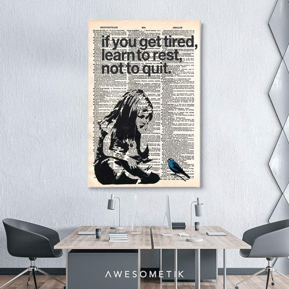 Banksy Graffiti Street Art Canvas Print - Modern Wall Decor for Living Room, Bedroom & Office (36x24 Inches, 'Learn To Rest') - Perfect for Urban Art Lovers & Home Styling
