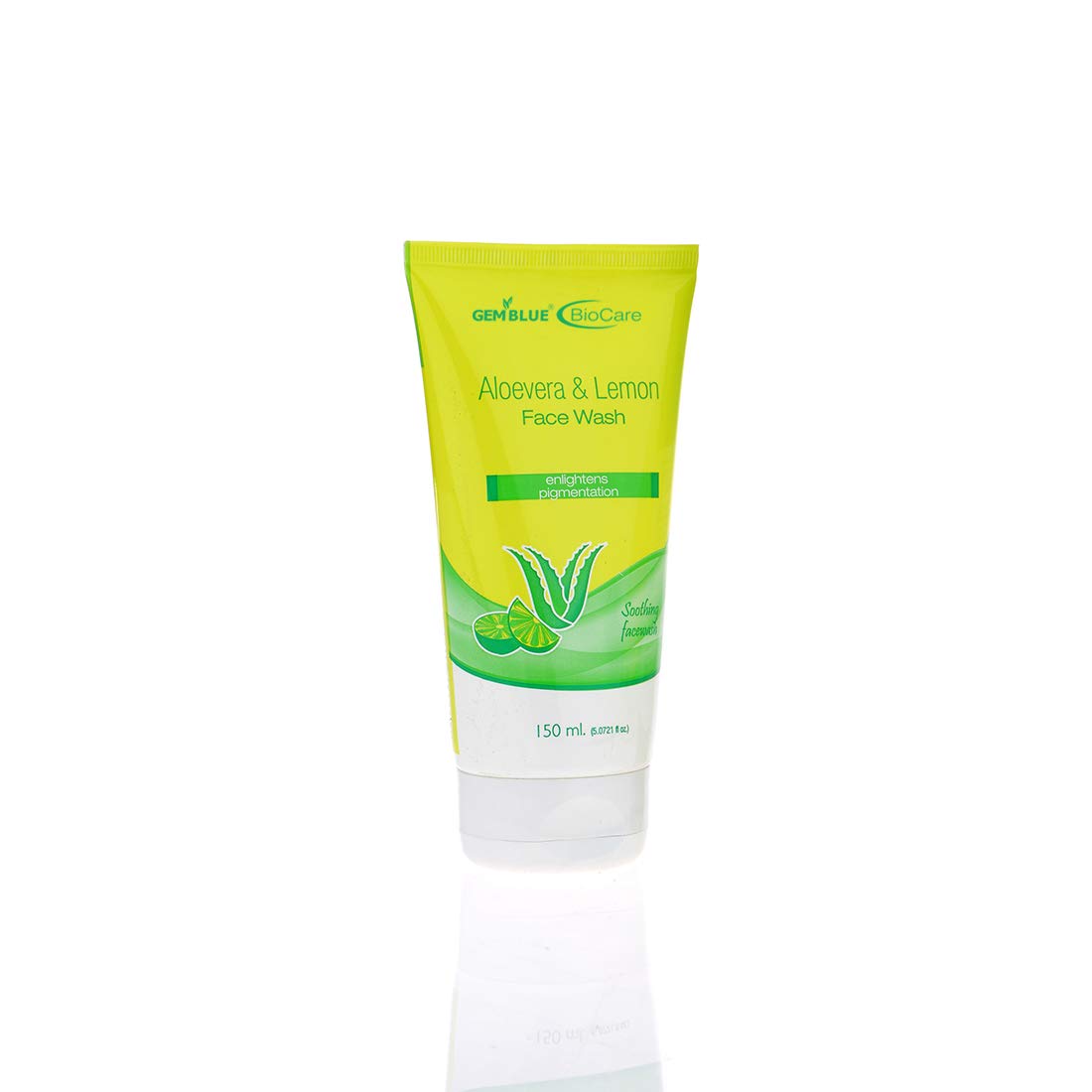 Gemblue Biocare Aloe Vera & Lemon Face Wash for Oily Skin - Sulfate Free, Anti Acne Cleanser with Natural Oils for Acne & Pimples - Gentle Formula for Men & Women (150ml) | Perfect for Daily Skincare Routine & Acne-Prone Skin Care