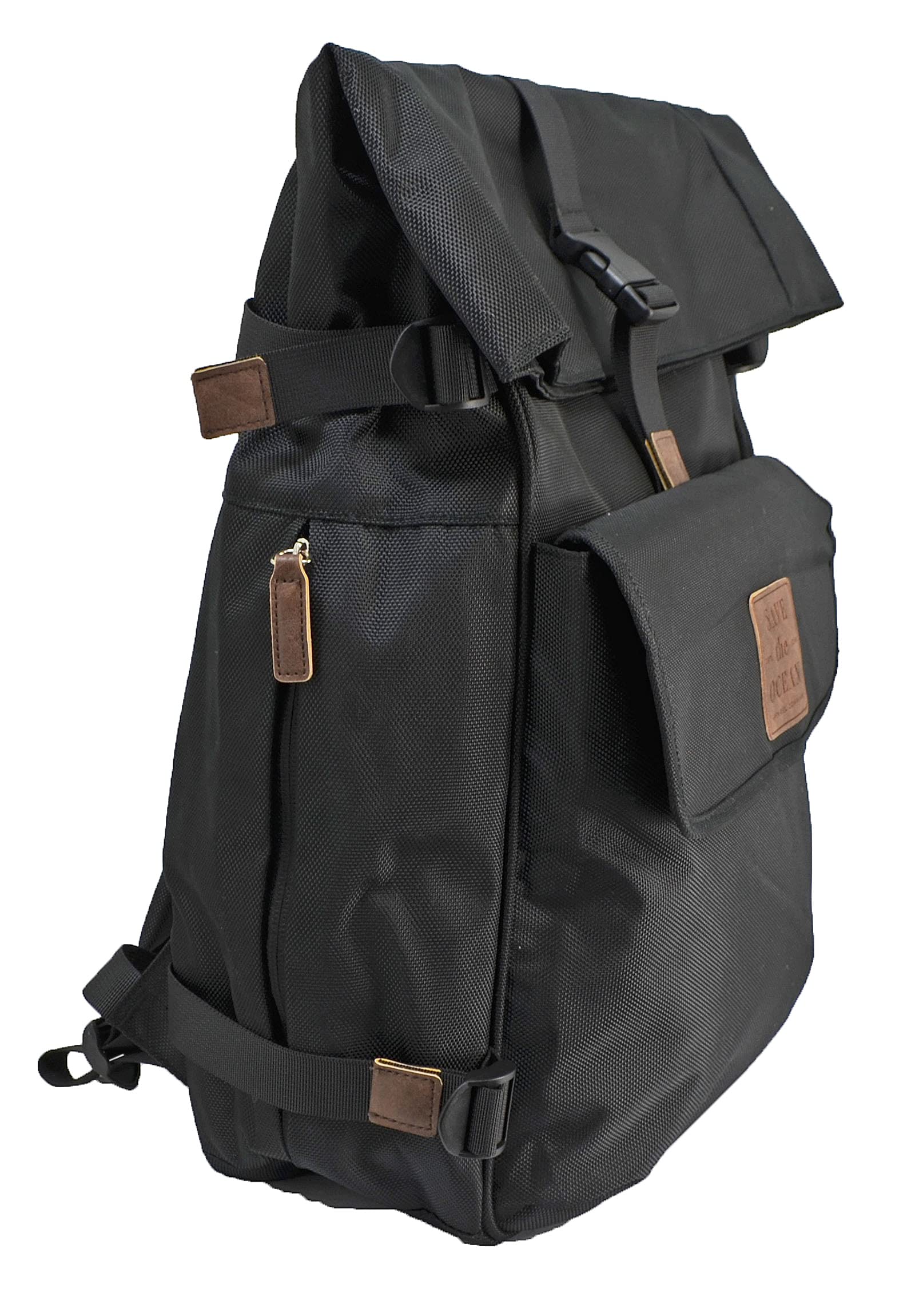 Eco-Friendly Recycled Fold Over Backpack - Sustainable Ocean Conservation Tote for Travel, School & Work | Perfect for Commuting, Beach Trips & Daily Use