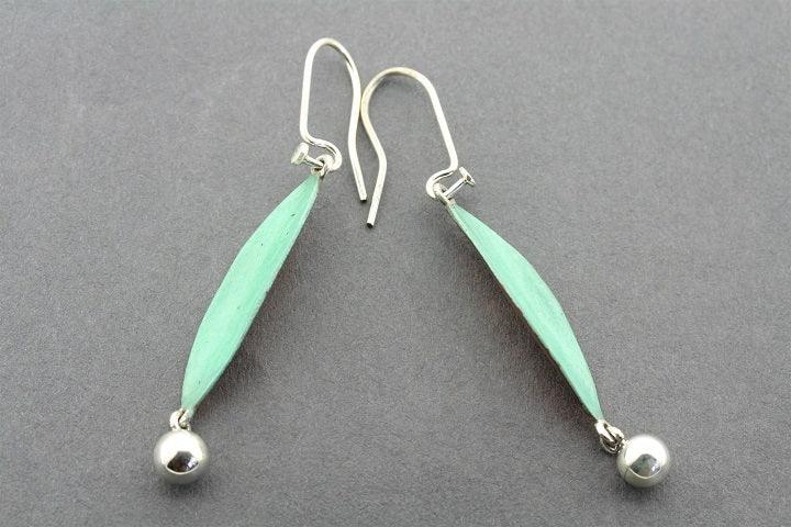 Leaf & Ball Earrings - Handmade Copper Patina & Sterling Silver Dangle Earrings for Women, Boho Chic Jewelry for Everyday Wear & Special Occasions