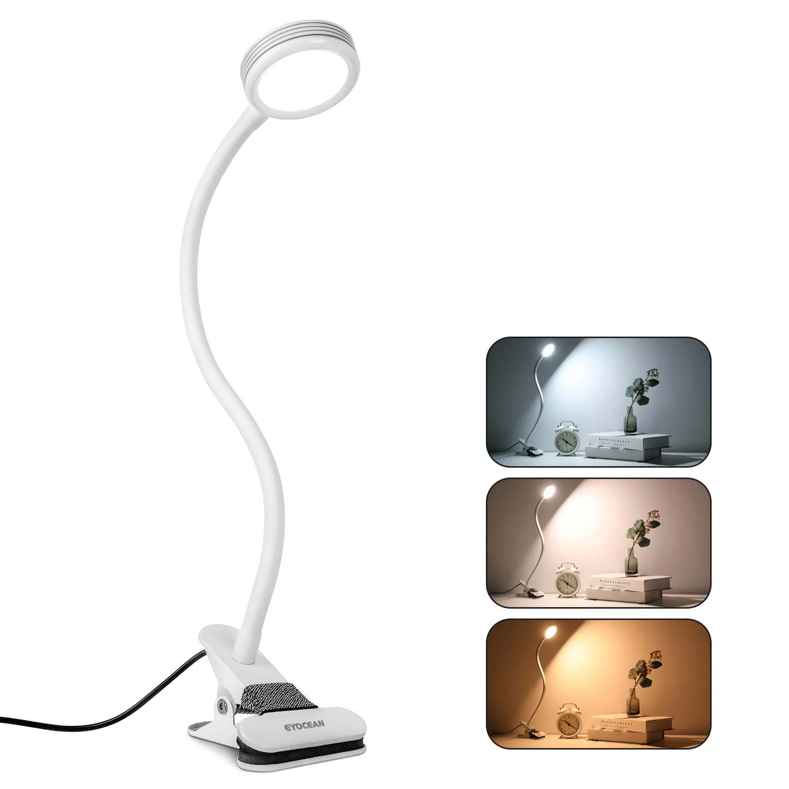 Adjustable LED Desk Lamp with 3 Lighting Modes & 9 Dimming Levels - Flexible Clamp Reading Light for Bed Headboard, Office, Study - Perfect for Night Reading, Working & Bedroom Decor