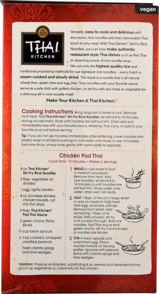 Thai Kitchen Stir-Fry Rice Noodles 14 Oz (Pack of 2) - Authentic Asian Gluten-Free Noodles for Quick Meals, Stir-Fry & Pad Thai - Perfect for Home Cooking & Meal Prep