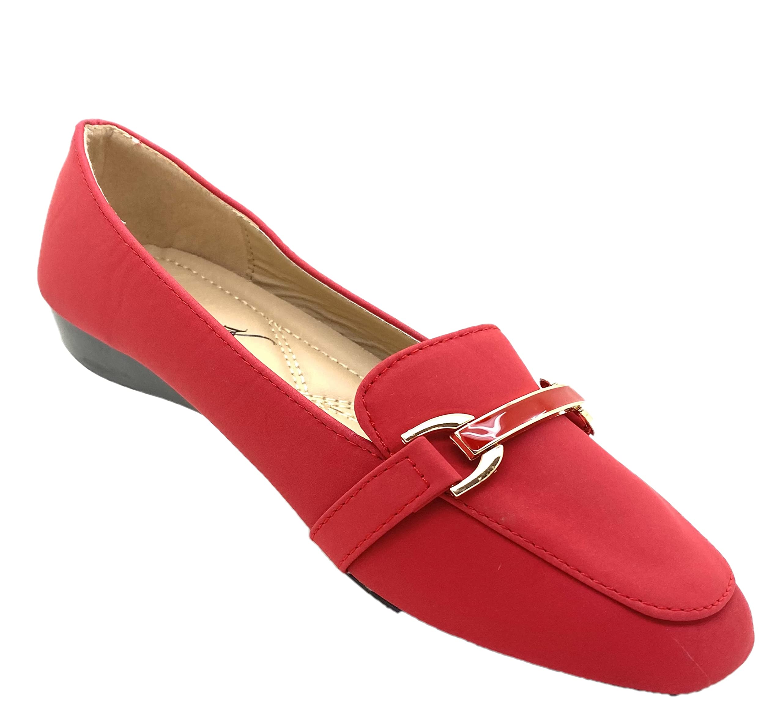 Victoria K Women's Ballet Wedge Flat Shoes - Comfortable Everyday & Work Wedges with Cushion Support | Buckle & Solid Design for Fall, Winter & Spring | Perfect for Office, Walking & Casual Outfits