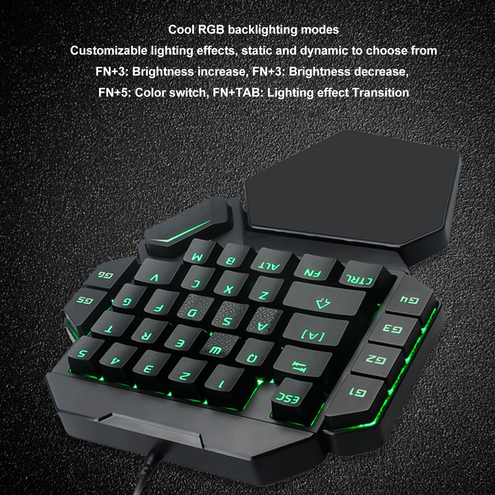 GOWENIC One-Handed RGB Gaming Keyboard - 35 Keys with Wrist Rest for PC Gamers