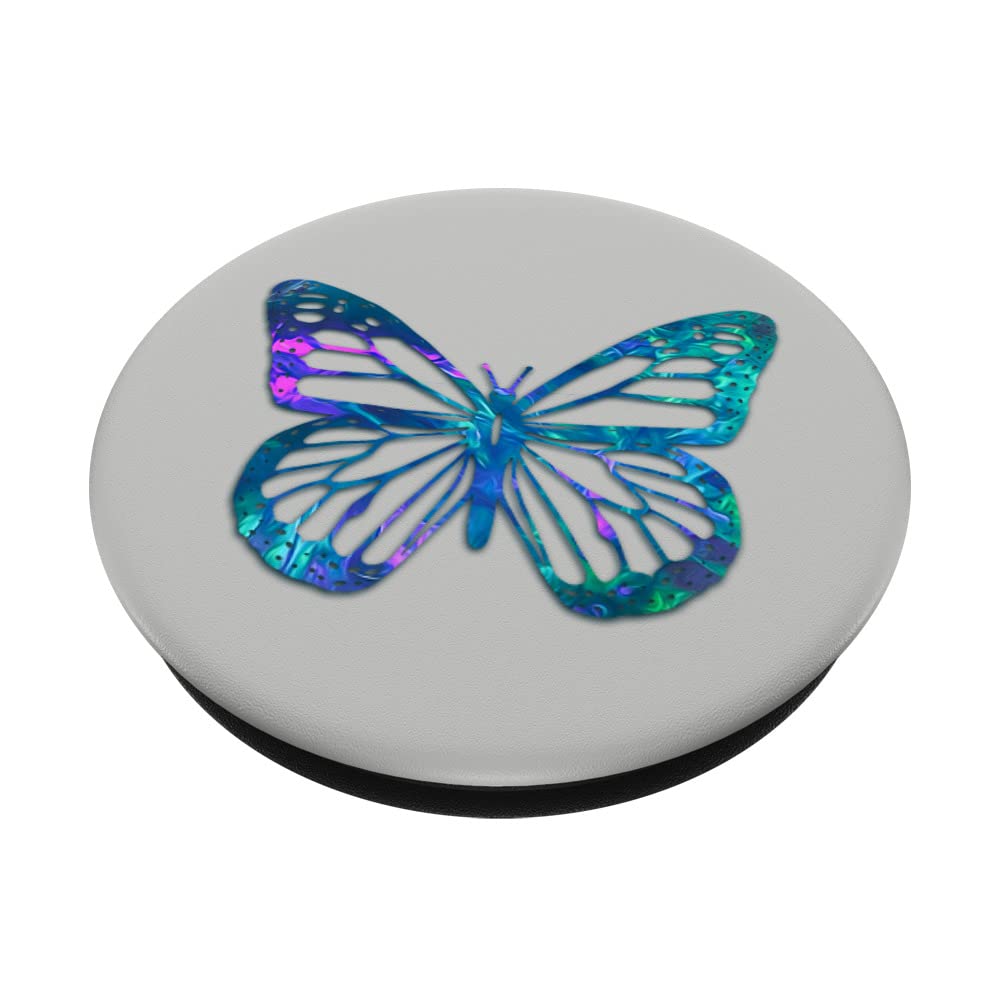Purple Blue Violet Butterfly Phone Grip - Swappable PopGrip for Slate Gray PopSockets - Perfect for Everyday Use, Travel, and Selfies