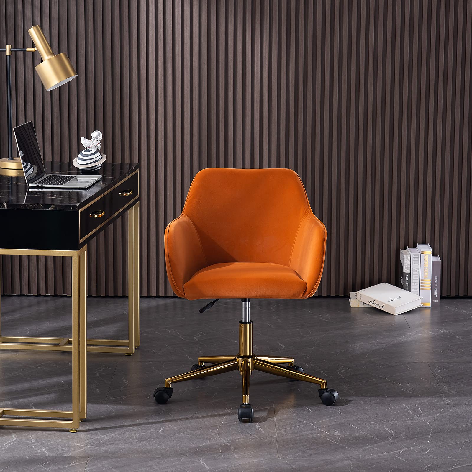 Ergonomic Home Office Chair with Lumbar Support & Adjustable Armrests - 360° Swivel Rolling Mesh Computer Desk Chair for Comfortable Work (Orange) - Perfect for Long Hours of Working, Gaming, and Online Study Sessions